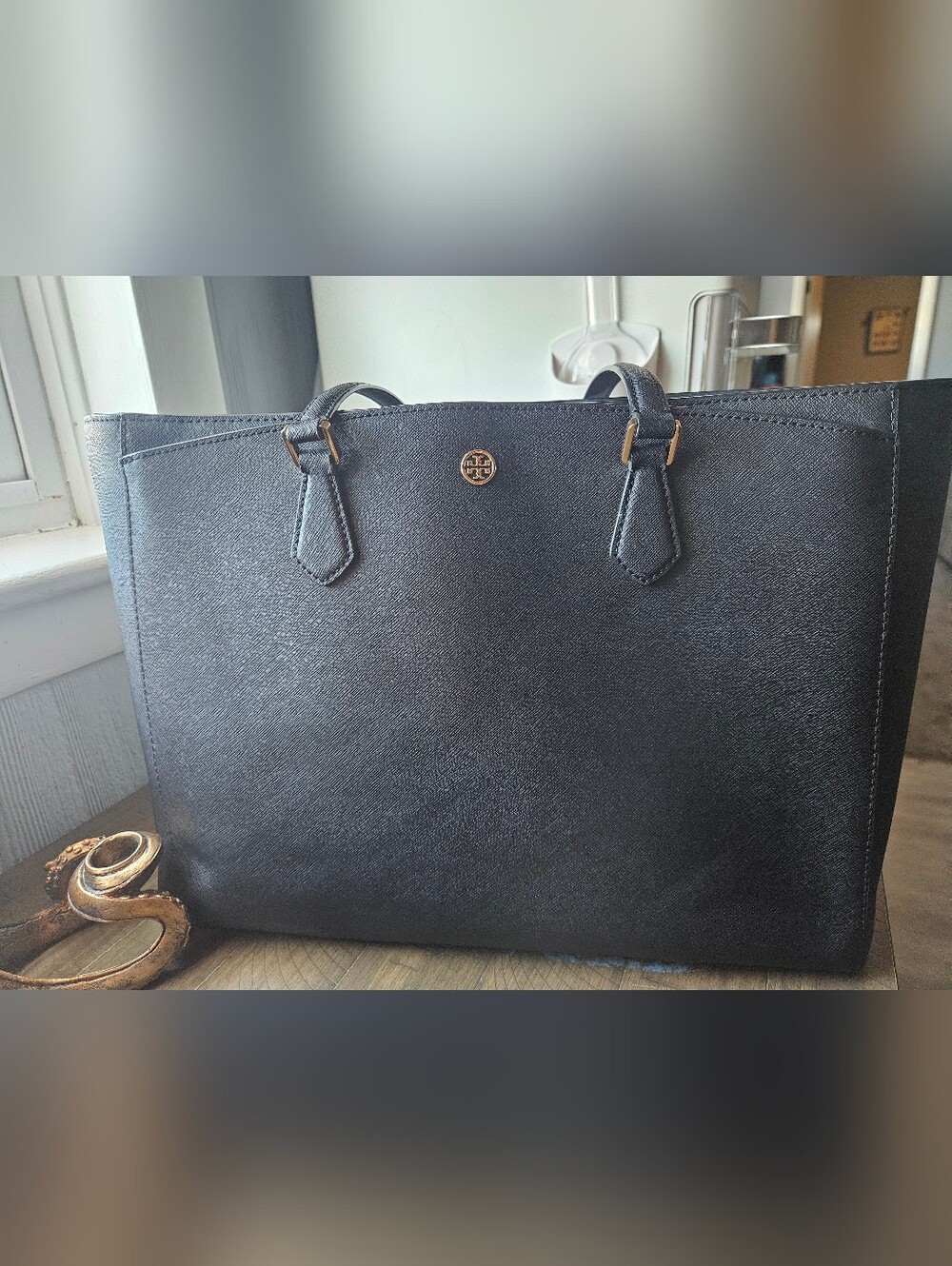 TORY BURCH Black Saffiano Leather Tote